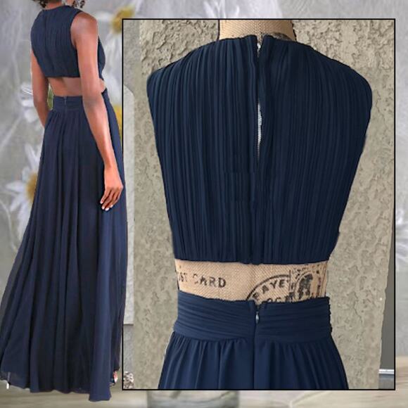 Lulus Navy Blue Cutout Vivid Imagination Maxi Dress Size XL - Picture 4 of 10